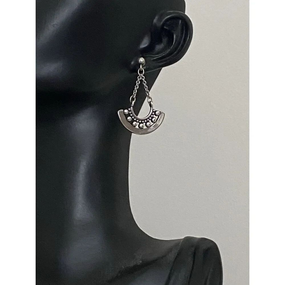 James Avery Retired Beaded Crescent Dangle Earrings